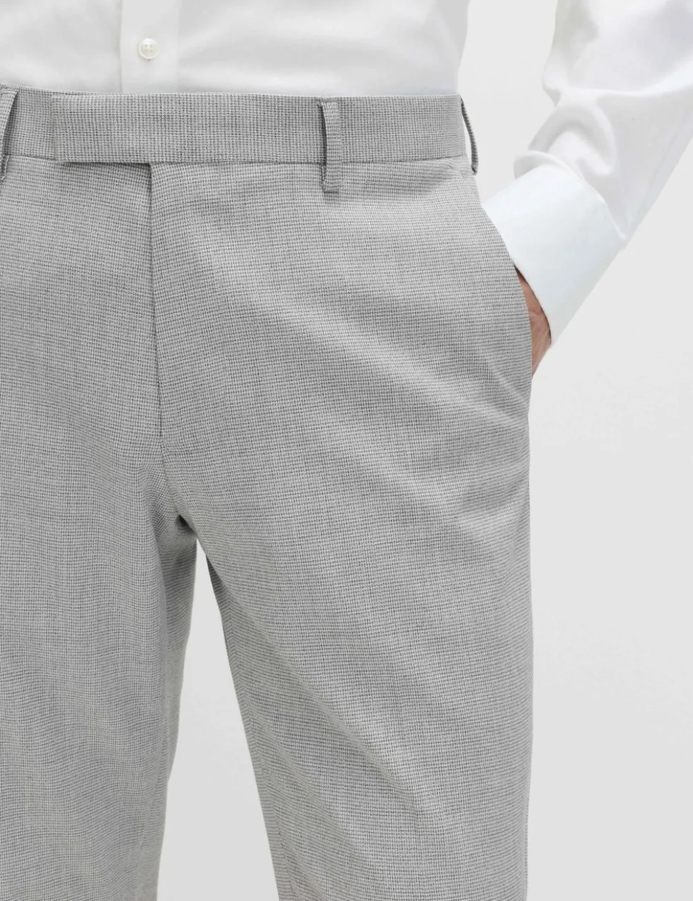 Tailored Fit Textured Stretch Suit Trousers