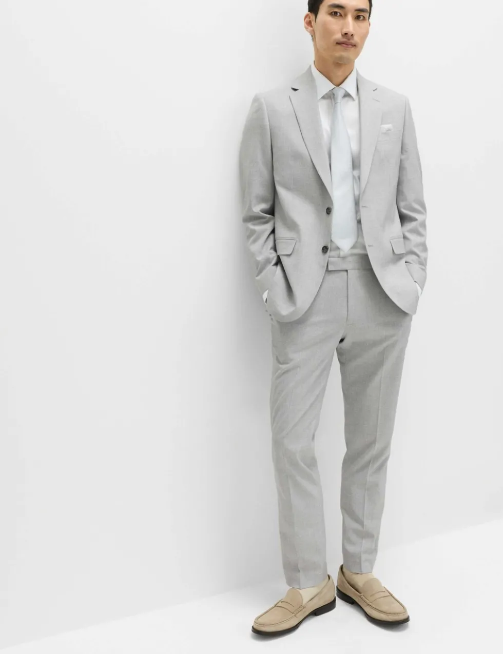 Tailored Fit Textured Stretch Suit Trousers