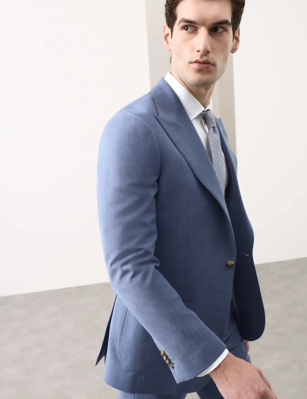 Tailored Fit Wool Blend Hopsack Stretch Suit Jacket