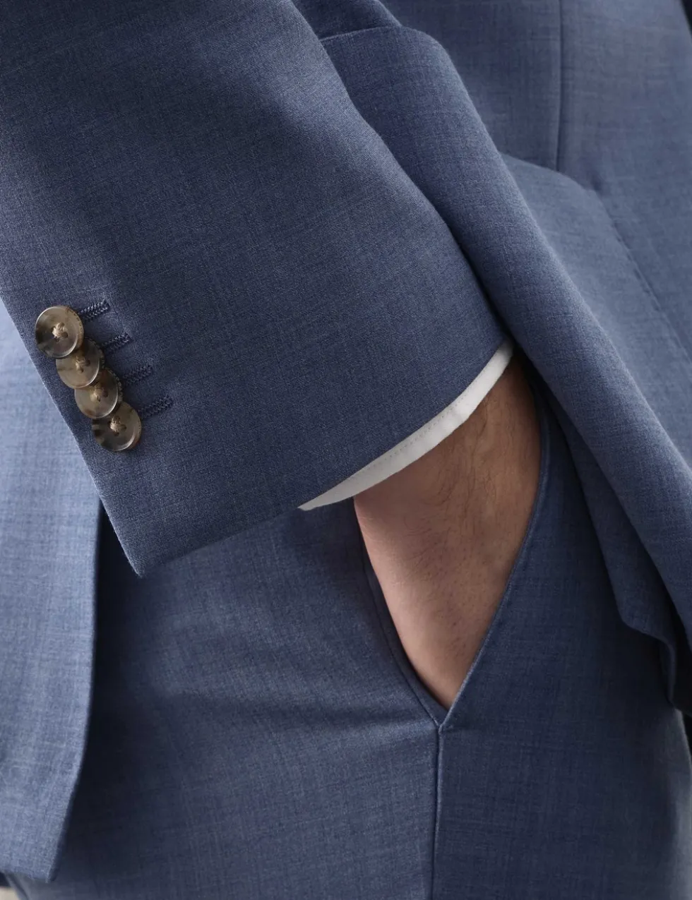 Tailored Fit Wool Blend Hopsack Stretch Suit Jacket