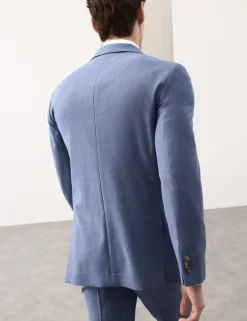 Tailored Fit Wool Blend Hopsack Stretch Suit Jacket