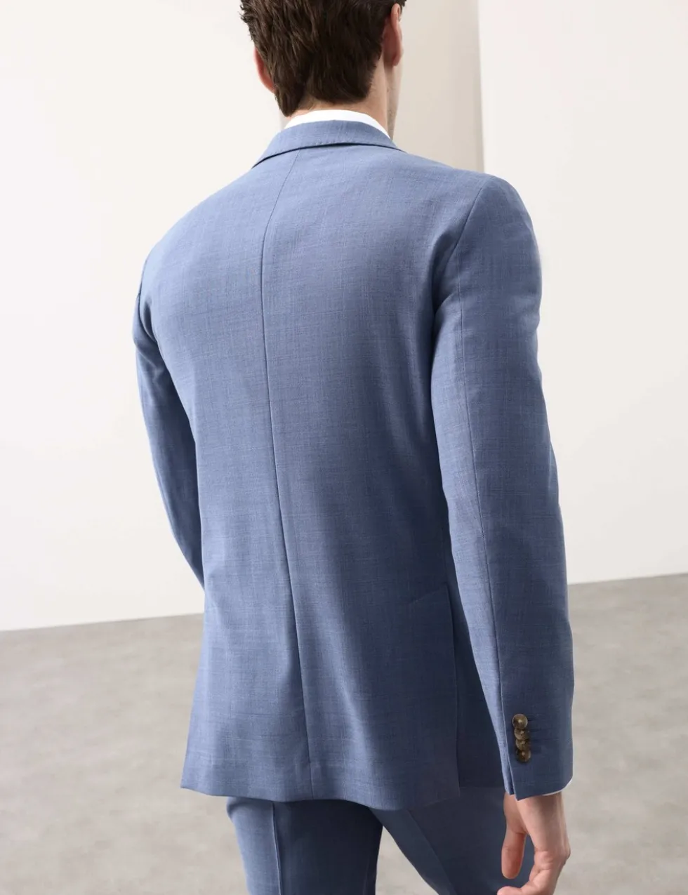 Tailored Fit Wool Blend Hopsack Stretch Suit Jacket