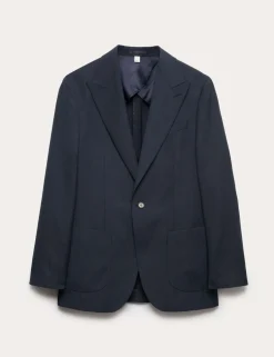 Tailored Fit Wool Blend Textured Suit Jacket