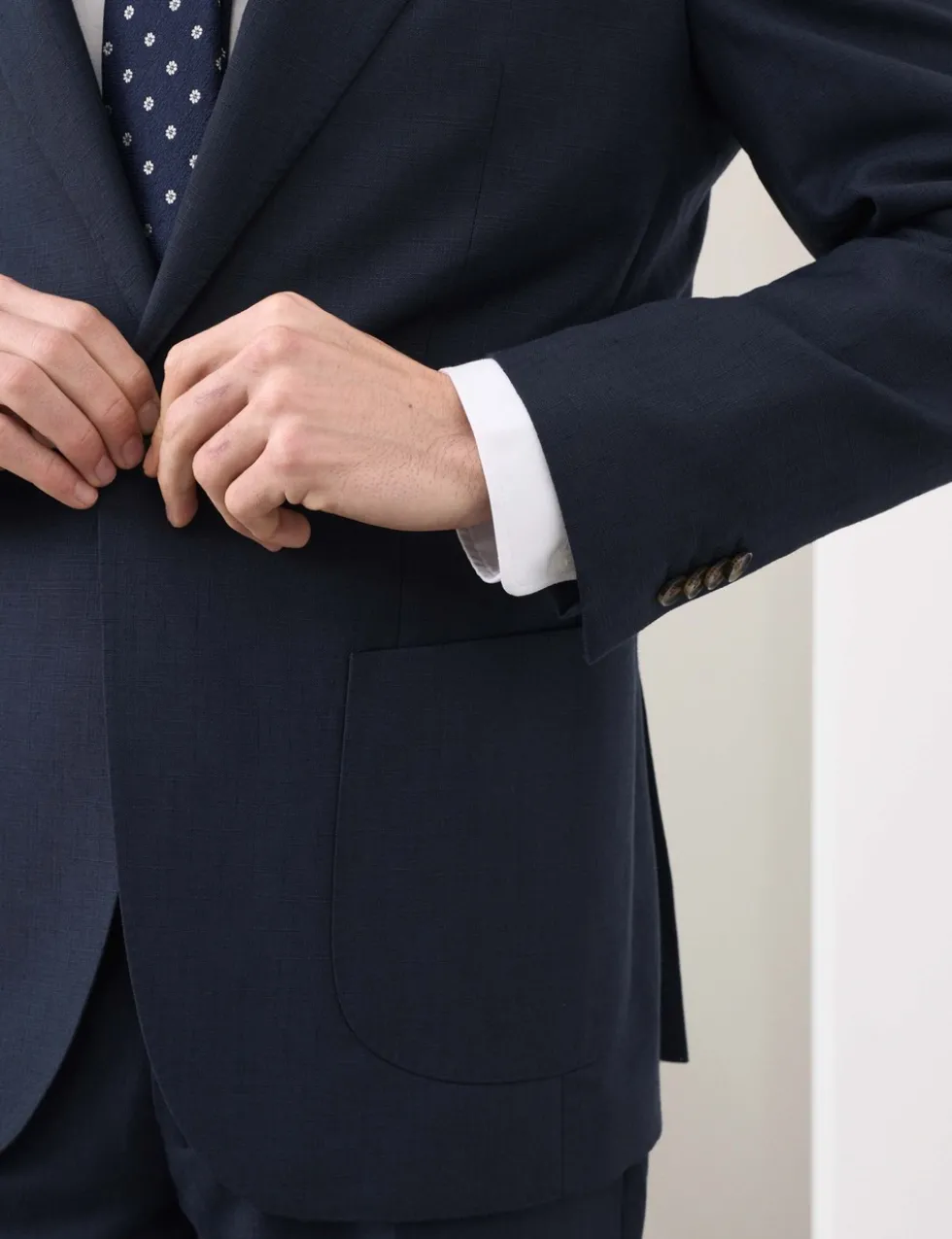Tailored Fit Wool Blend Textured Suit Jacket