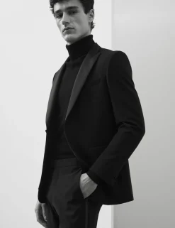 Tailored Fit Wool Blend Tuxedo Jacket