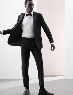 Tailored Fit Wool Blend Tuxedo Trousers