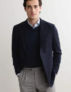 Tailored Fit Wool Herringbone Blazer