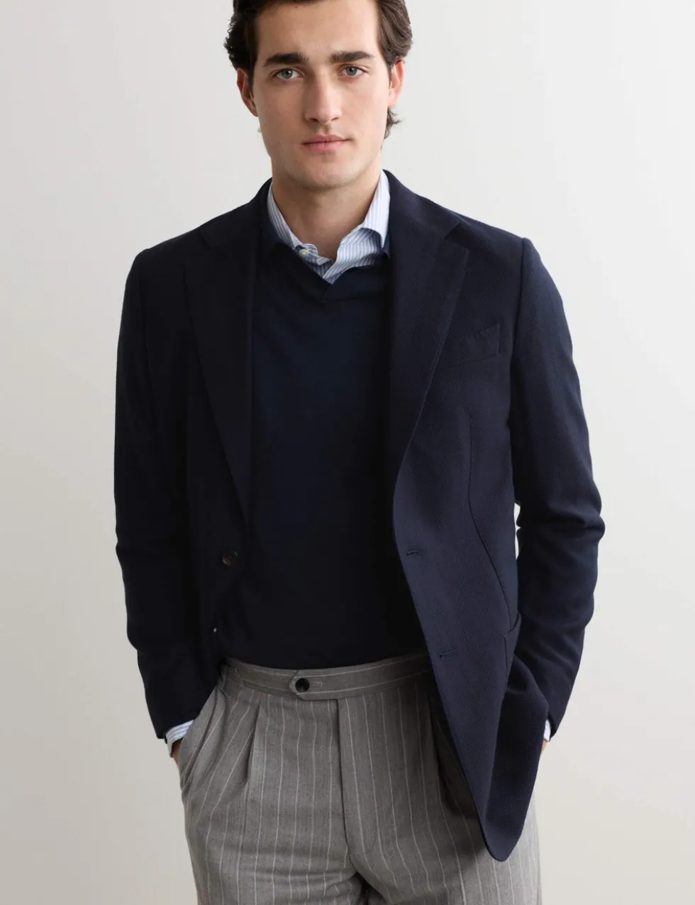 Tailored Fit Wool Herringbone Blazer