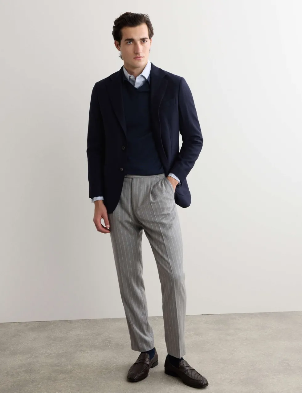 Tailored Fit Wool Herringbone Blazer