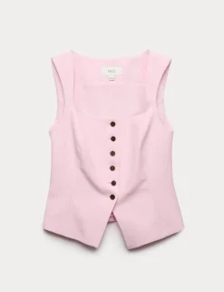 Tailored Strappy Cropped Waistcoat with Linen