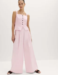 Tailored Strappy Cropped Waistcoat with Linen