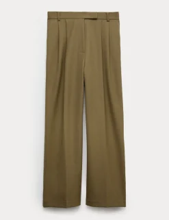 Tailored Wide Leg Trousers with Wool