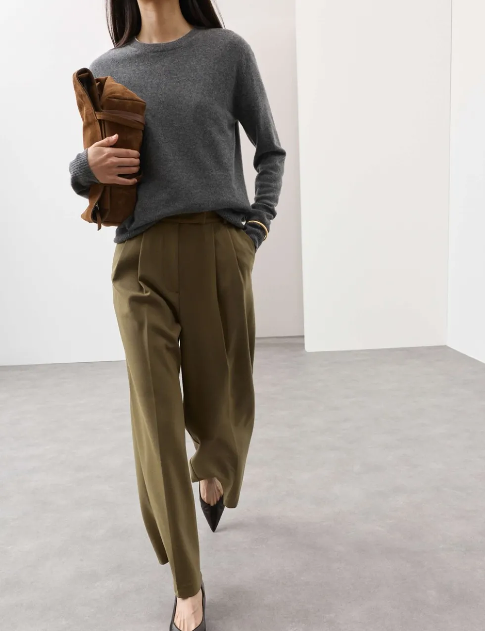 Tailored Wide Leg Trousers with Wool