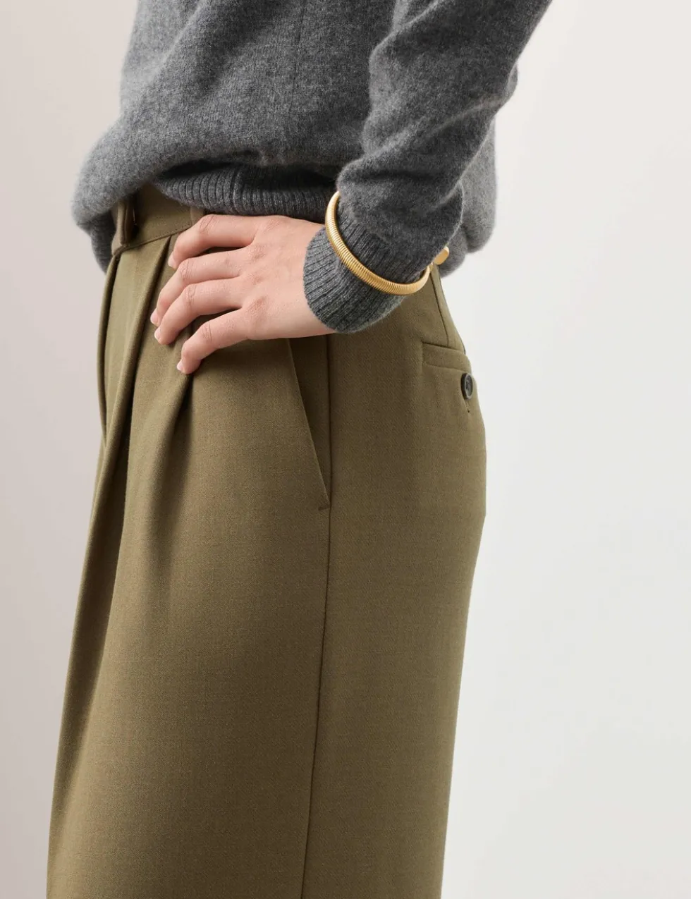 Tailored Wide Leg Trousers with Wool