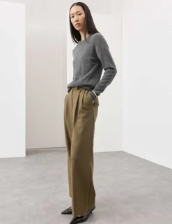 Tailored Wide Leg Trousers with Wool