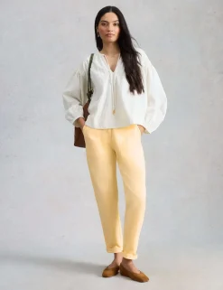 Tapered Ankle Grazer Chinos with Linen
