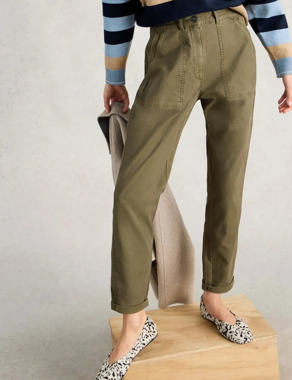 Tapered Ankle Grazer Chinos with Linen