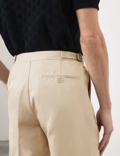 Tapered Fit Cotton Linen Blend Trousers