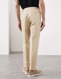 Tapered Fit Cotton Linen Blend Trousers
