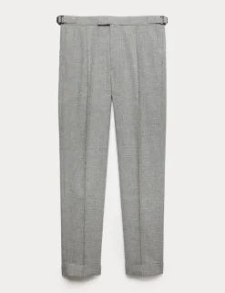 Tapered Fit Cotton Linen Blend Trousers