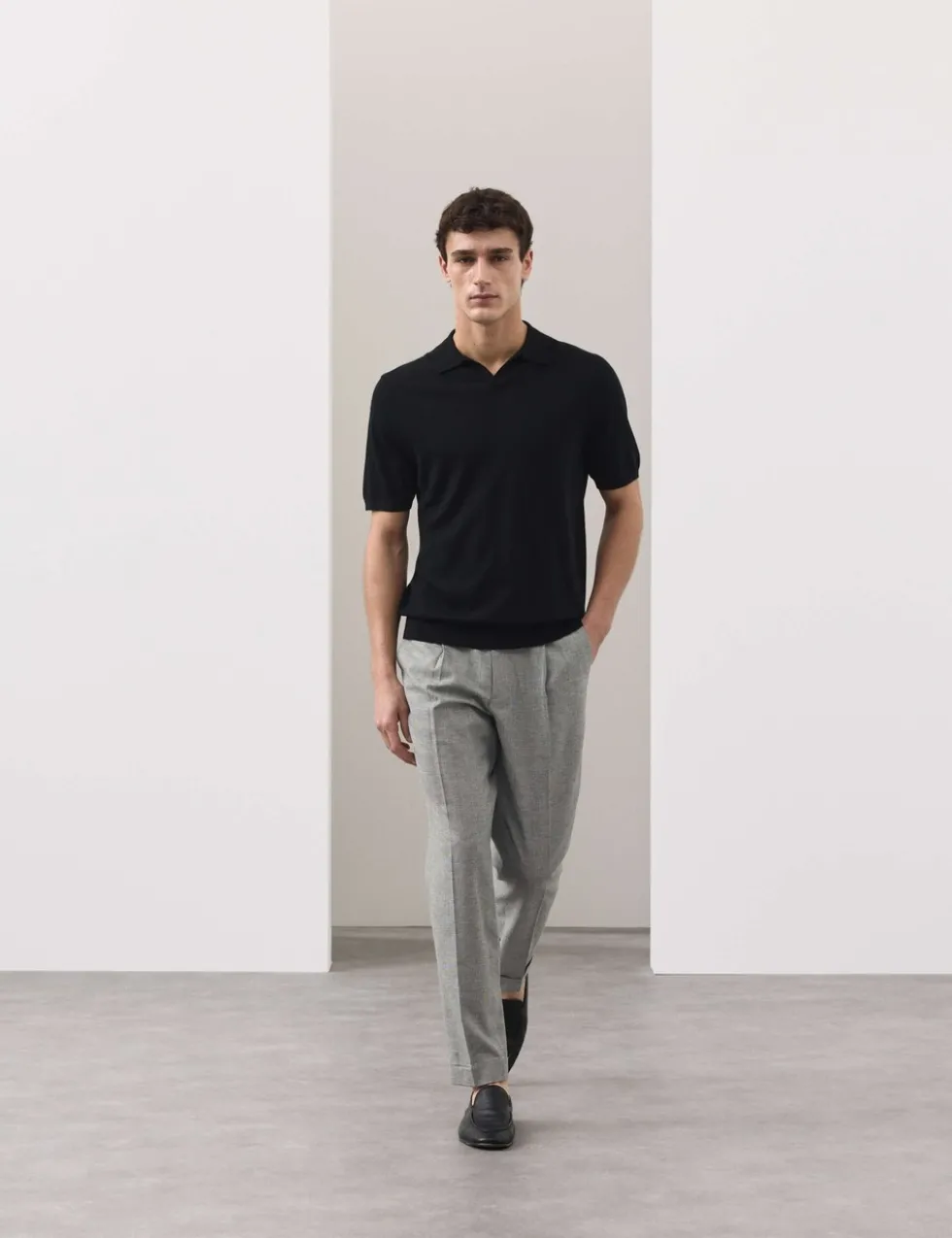 Tapered Fit Cotton Linen Blend Trousers