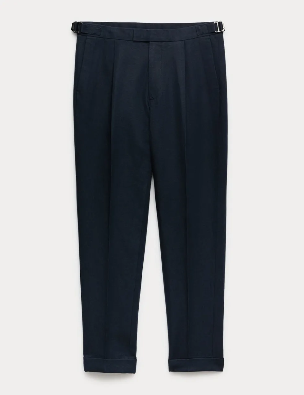 Tapered Fit Cotton Linen Blend Trousers