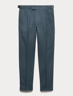 Tapered Fit Cotton Linen Blend Trousers