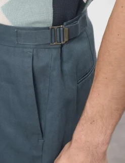 Tapered Fit Cotton Linen Blend Trousers