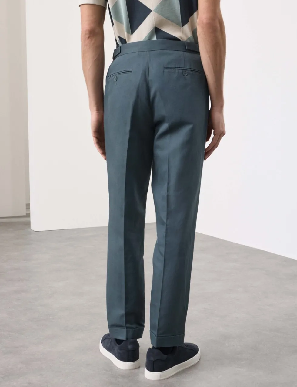 Tapered Fit Cotton Linen Blend Trousers