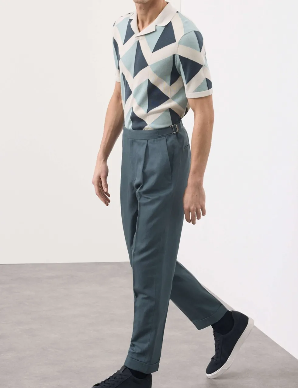 Tapered Fit Cotton Linen Blend Trousers