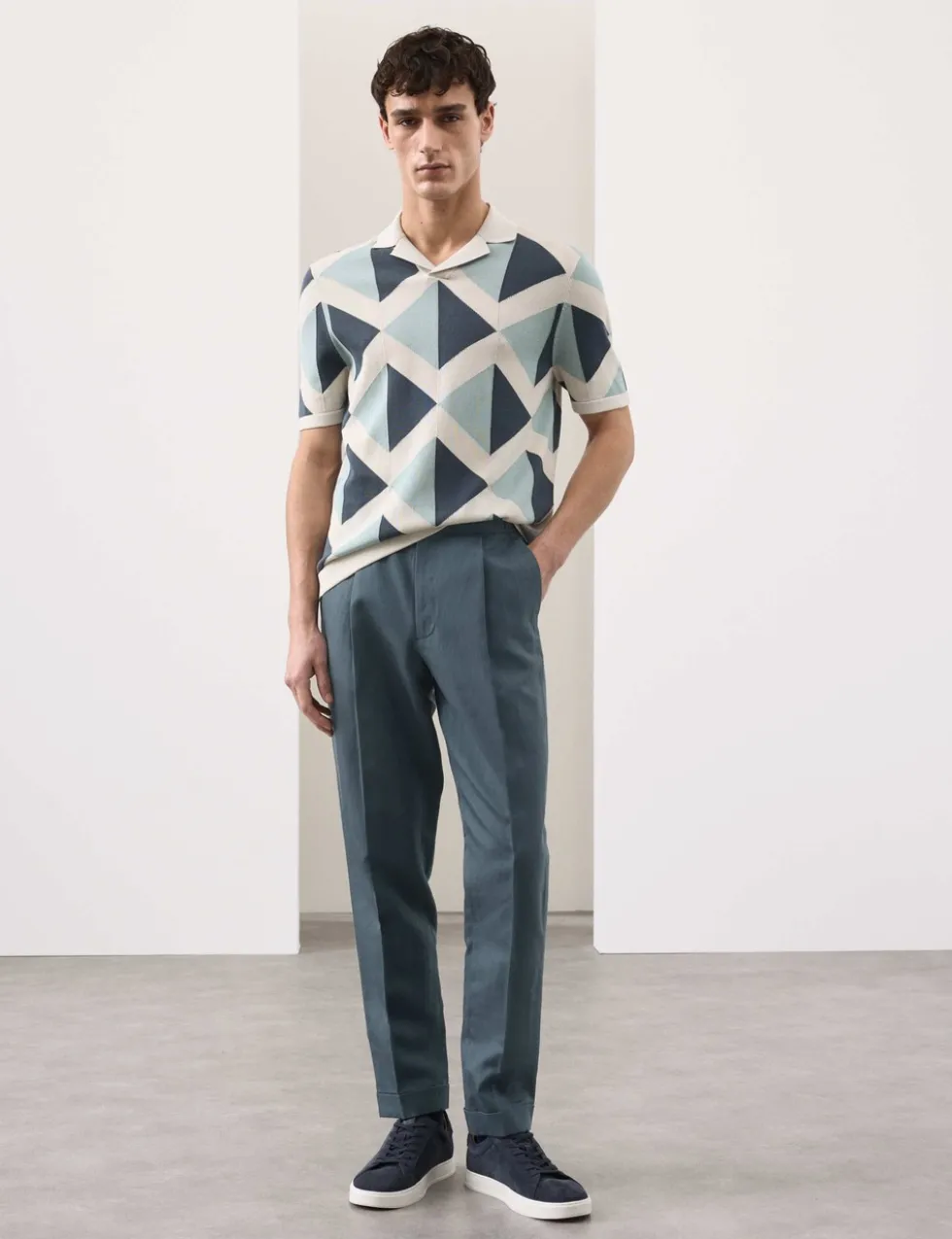 Tapered Fit Cotton Linen Blend Trousers