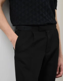 Tapered Fit Cotton Linen Blend Trousers