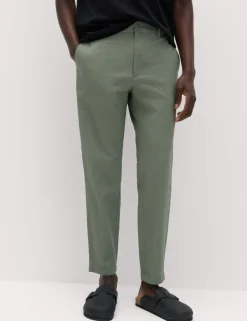 Tapered Fit Cotton Rich Seersucker Trousers