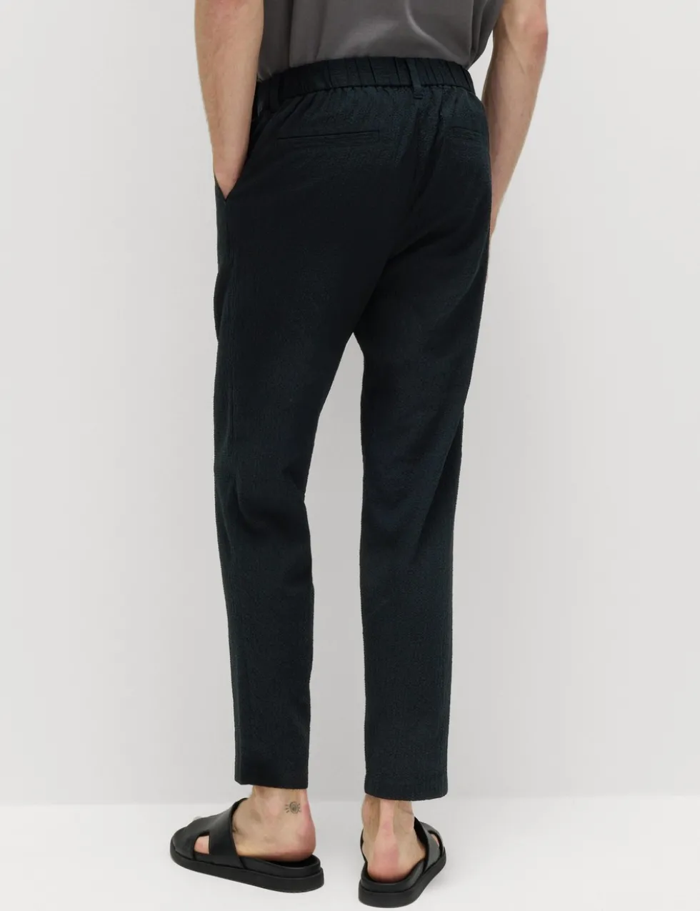 Tapered Fit Cotton Rich Seersucker Trousers