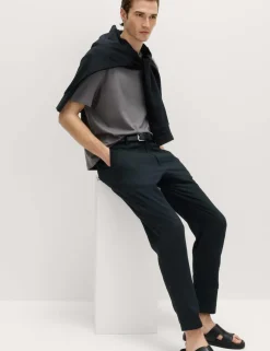 Tapered Fit Cotton Rich Seersucker Trousers