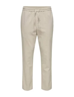 Tapered Fit Cotton Rich Trousers with Linen