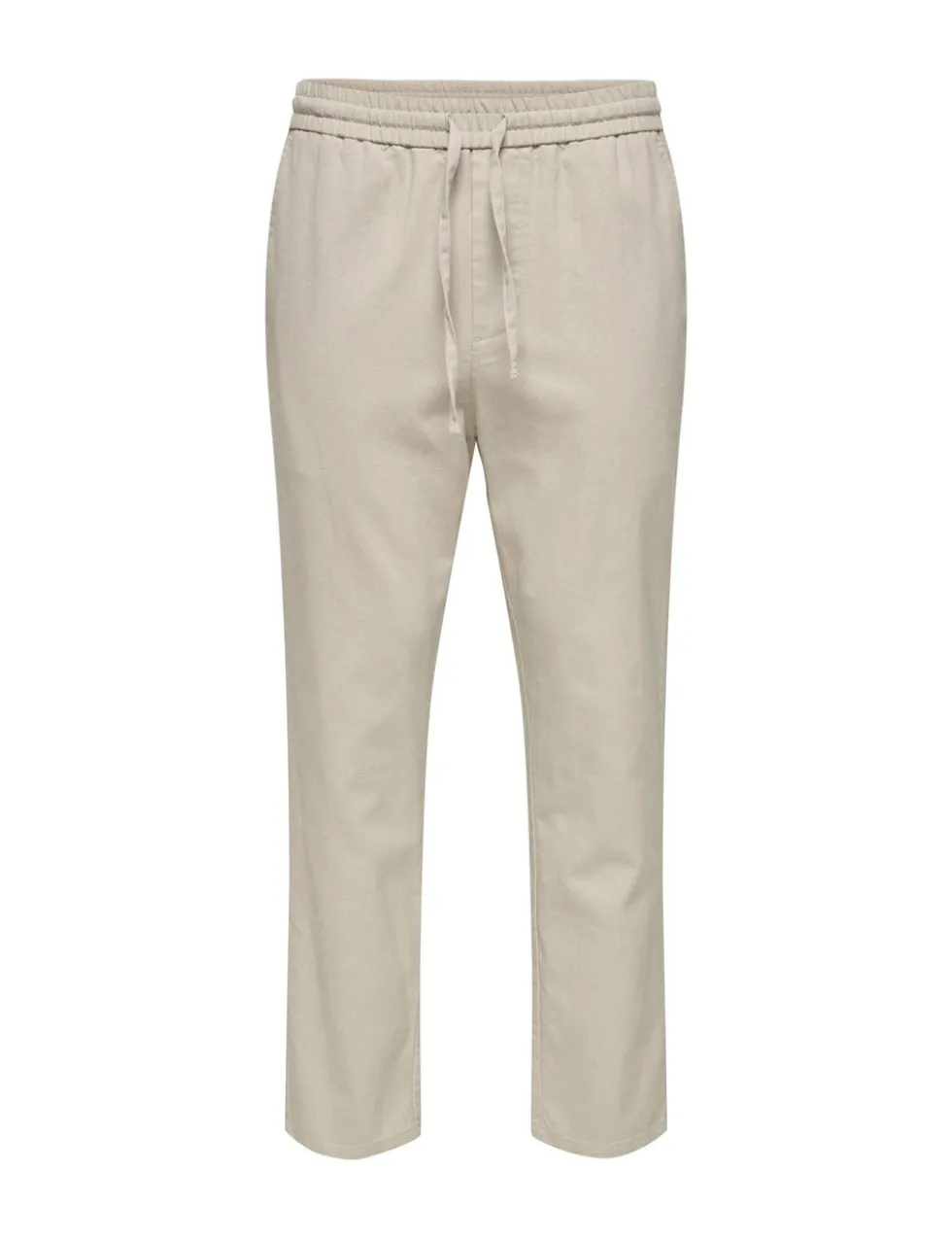 Tapered Fit Cotton Rich Trousers with Linen