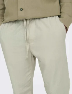 Tapered Fit Cotton Rich Trousers with Linen