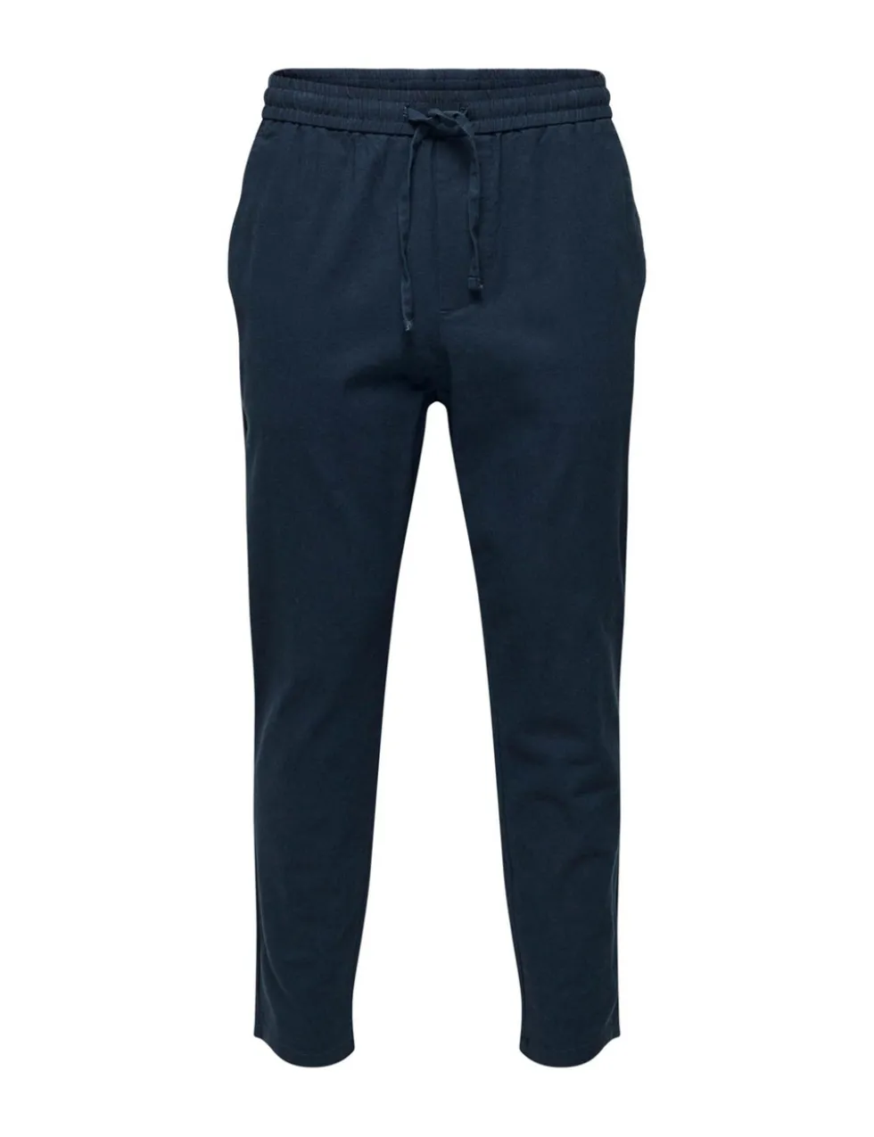 Tapered Fit Cotton Rich Trousers with Linen