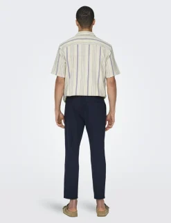 Tapered Fit Cotton Rich Trousers with Linen