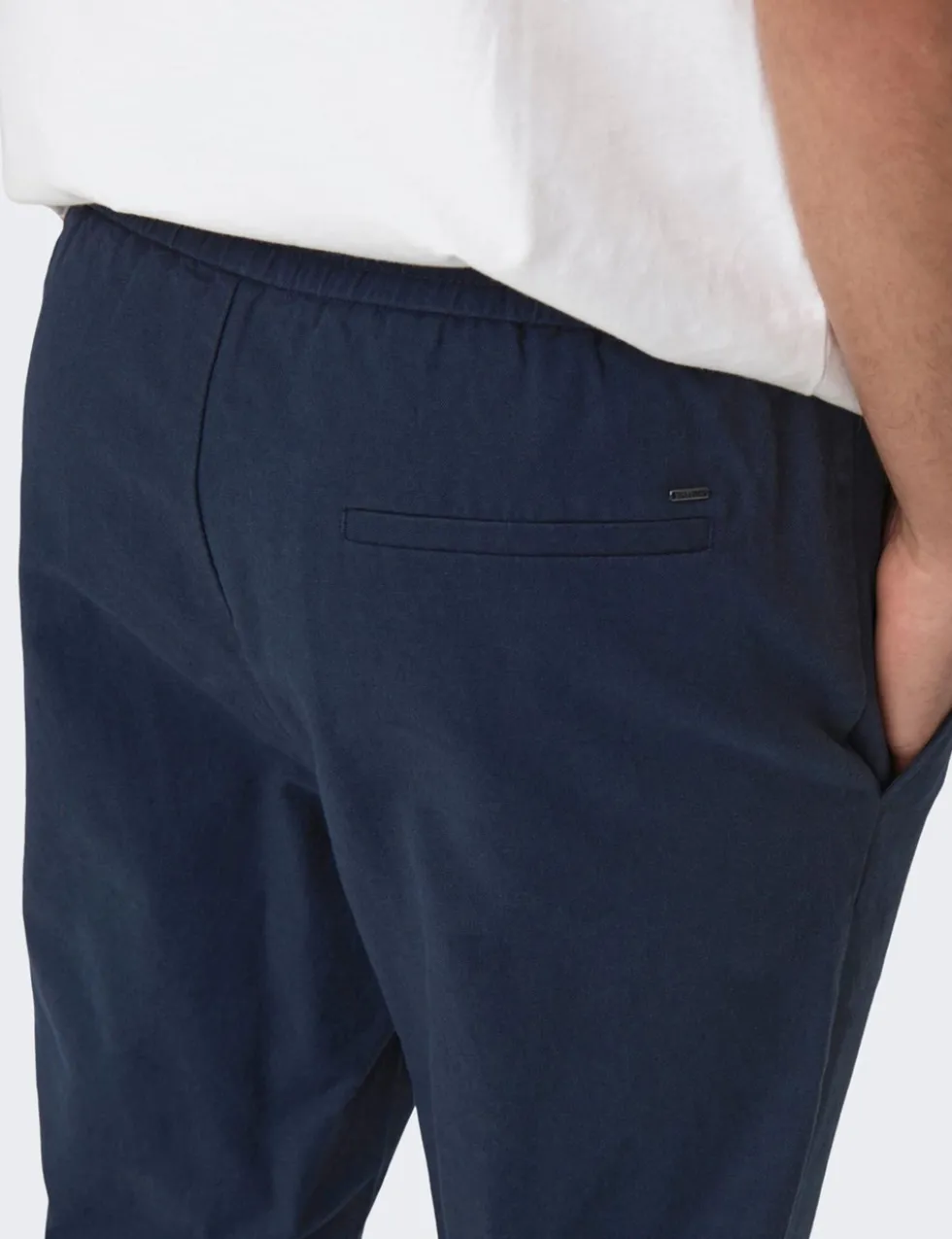 Tapered Fit Cotton Rich Trousers with Linen