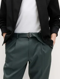 Tapered Fit Self Belt Twill Trousers