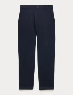 Tapered Fit Textured Dobby Pleat Front Chinos
