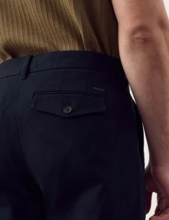 Tapered Fit Textured Dobby Pleat Front Chinos