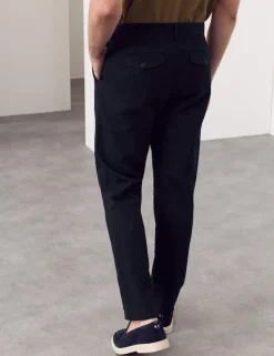 Tapered Fit Textured Dobby Pleat Front Chinos