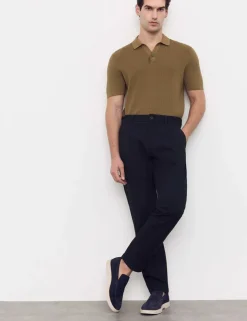 Tapered Fit Textured Dobby Pleat Front Chinos