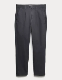 Tapered Fit Textured Dobby Pleat Front Chinos