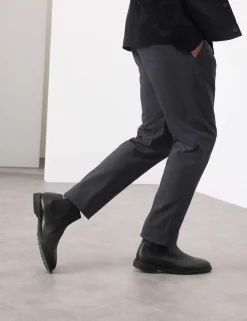 Tapered Fit Textured Dobby Pleat Front Chinos