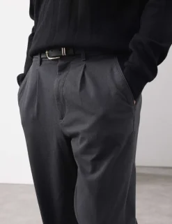 Tapered Fit Textured Dobby Pleat Front Chinos