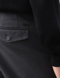 Tapered Fit Textured Dobby Pleat Front Chinos